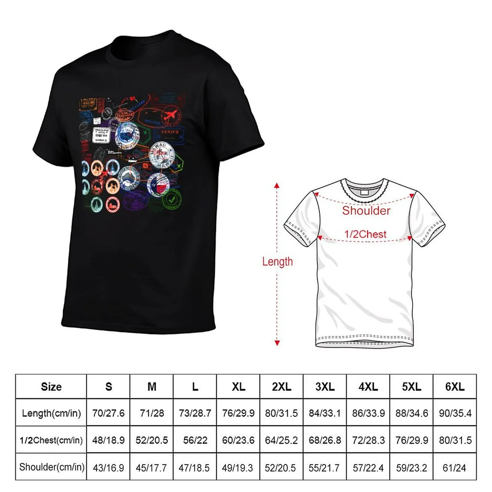 International travel stamps T-Shirt anime shirt funny shirt cotton tee shirts for men