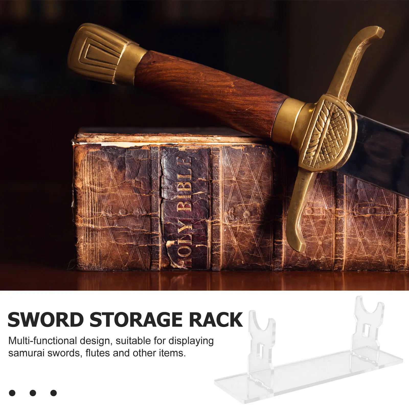 الاكريليك السيف تخزين الرف حامل عرض شفاف حامل مستقر متعدد الوظائف للسيوف المزامير الصولجانات ديكور المنزل #1