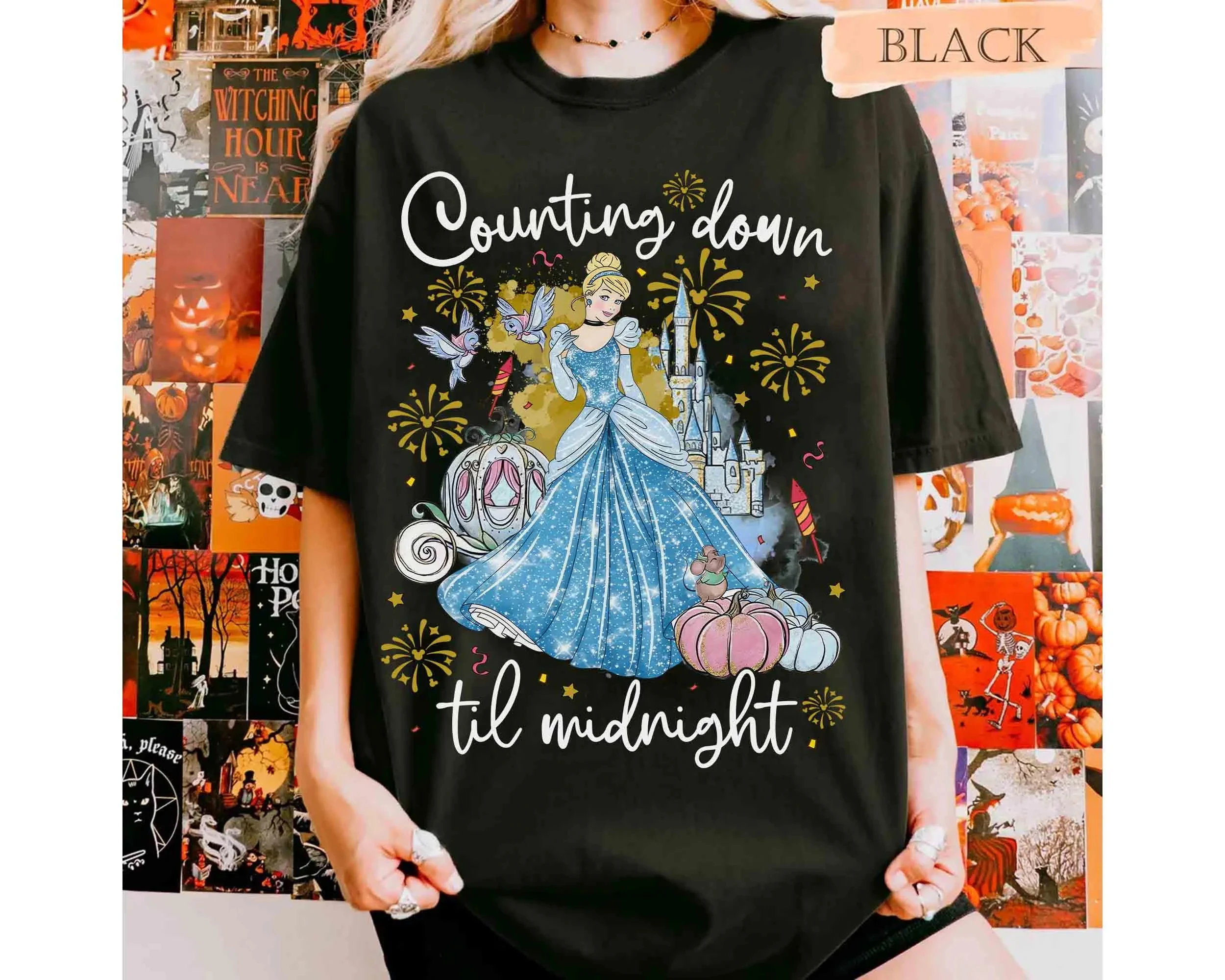Disney Cinderella Princess T-shirt, "Countdown Midnight, Happy New Year 2026" T-shirt, "Goodbye 2025, Hello 2026" T-shirt