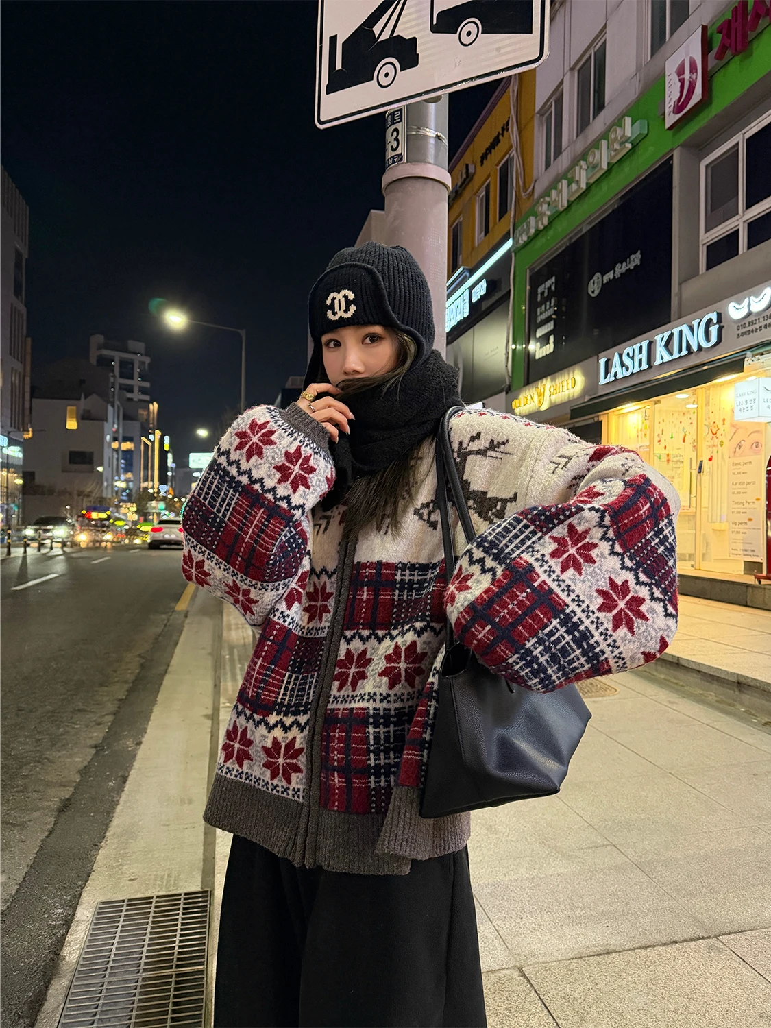 

D YANGJUN Cisas New Year Lazy Sle Casual Loose Fit Women's Sweater Long Sve Zipper Closure Cardigan Versatile Faio...