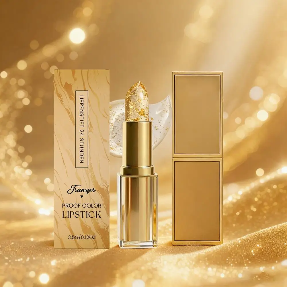 Color Changing Lipstick Gold Foil Transparent Crystal Lip Balm Long Lasting Moisturizing Fade Lip Lines Lip Gloss Makeup Tools