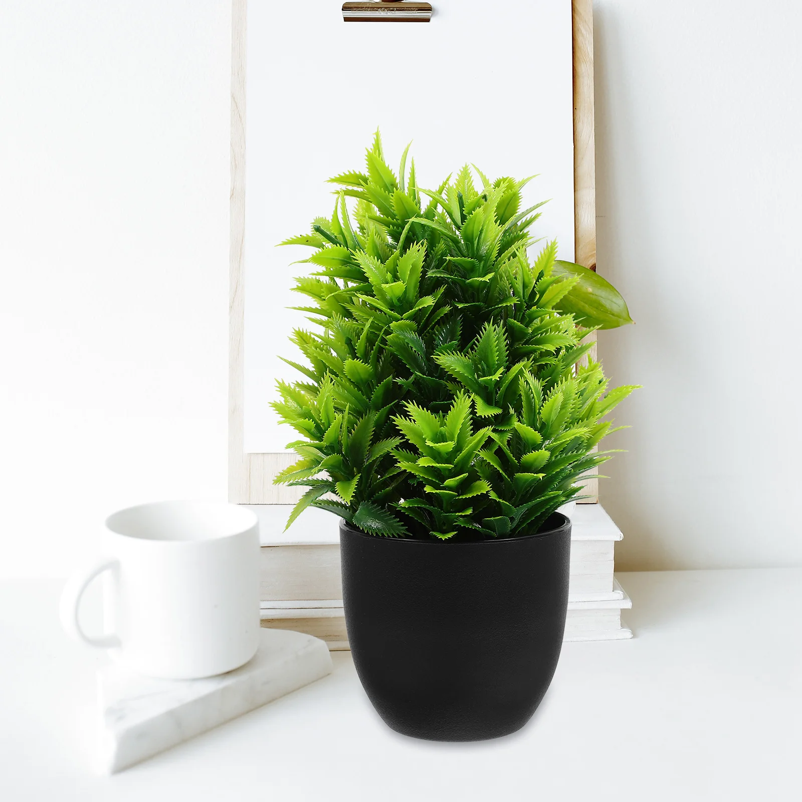 

4pcs Artificial Green Plants in Pots Fake Bonsai Vivid Faux Plant nament Home Office Decor Lifelike Design Easy Maintenance