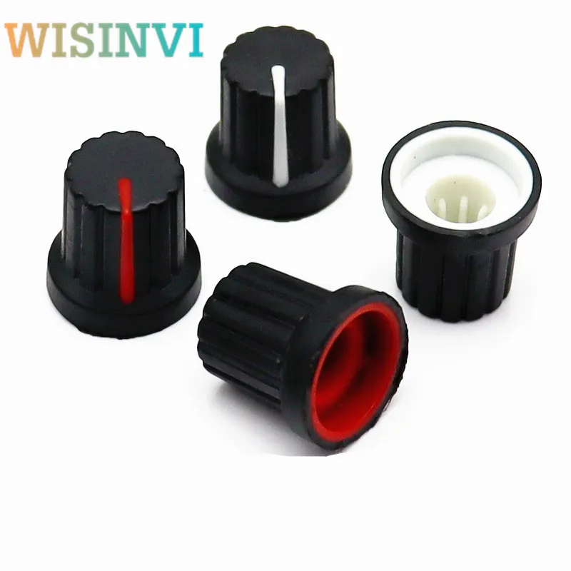 10 Stück 15 × 15 mm Gummiknopfkappe Potentiometerknopf Verstärker Audio Lautstärke elektronische Instrumente Schalterkappe Blumenförmiges Loch 6 mm – Detail 1