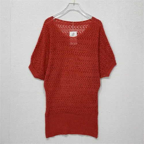 سترة صيفية محبوكة مجوفة مصنوعة يدويًا عتيقة مع سترة مفتوحة بشرابة على شكل حرف V طويلة Sve فضفاضة تناسب #3