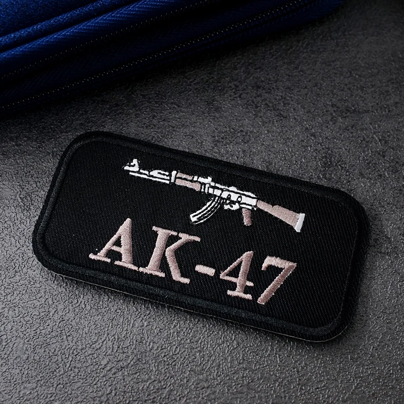 AK-47 Size:10x5.0cm Embroidery Patches For T-Shirt Iron On Stripes Appliques Clothes Stickers Sew On Badges