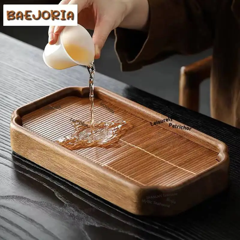 Luxurious Walnut Wood Water Storage Tea Tray Snack Plate Coffee Storage Board Teapot Support Dishes For Serving Tea Items Craft