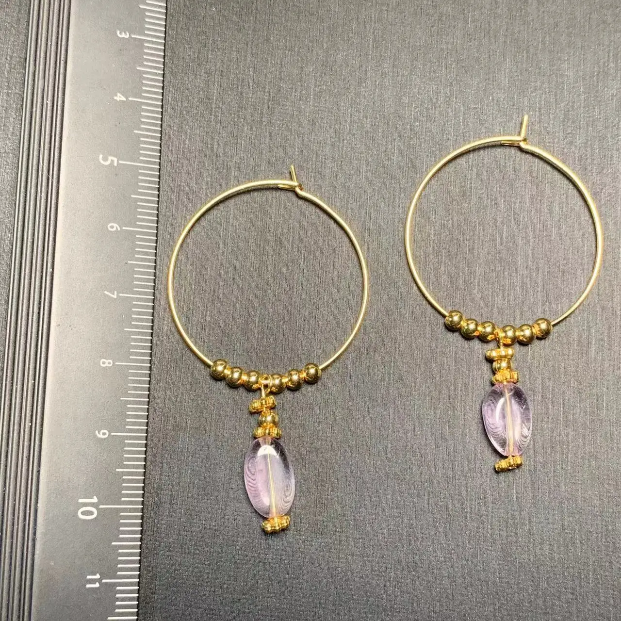 HEYYA STONE Natural Amethyst Hoop Earrings Simple Classic Round Circle Gemstone Jewelry Handmade 14K GOLD exclusive