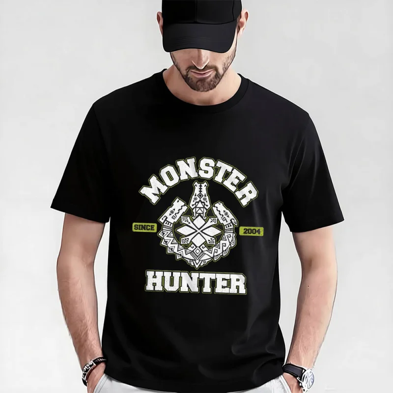 

mh2004 Retro Monster hunter world gift t shirt for men Cartoon Video game MHW Graphic Tee Y2K Clothes All size tops S-6XL