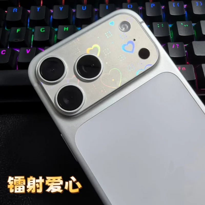 

Suitable for iPhone 17 Pro heart-shaped lens base Apple 17 Pro Max laser star hollow base film