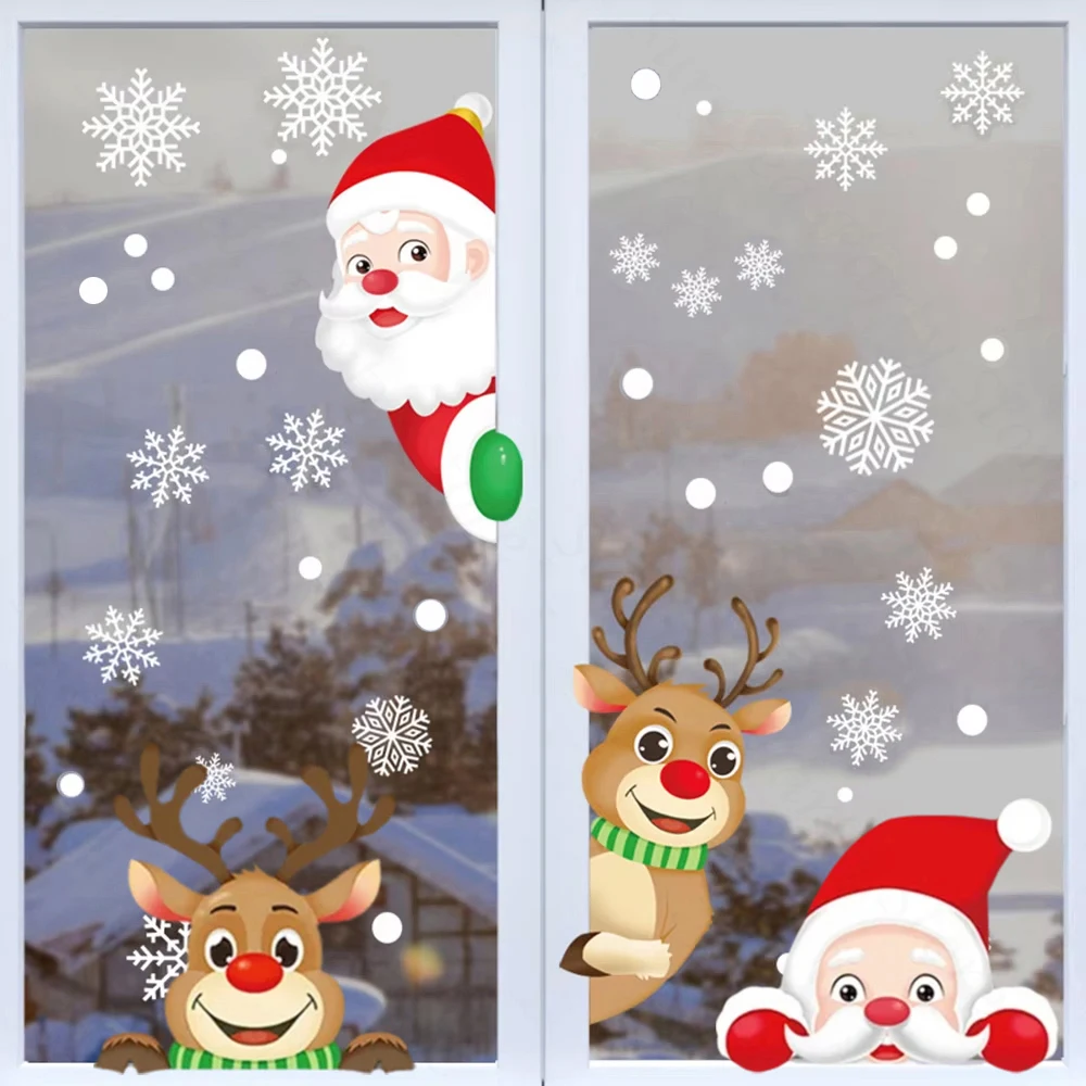 Weihnachten Fensteraufkleber Schneeflocke Weihnachtsmann Fensteraufkleber Weihnachten Fensteraufkleber Dekoration Weihnachten Party Aufkleber Urlaub Dekor