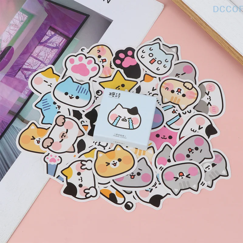 45Pcs Cute Cat Stickers Vinyl Decals Animals Kitten Sticker For Bottles Laptop Computer Phone DIY Diary Scrapbooking Decoration