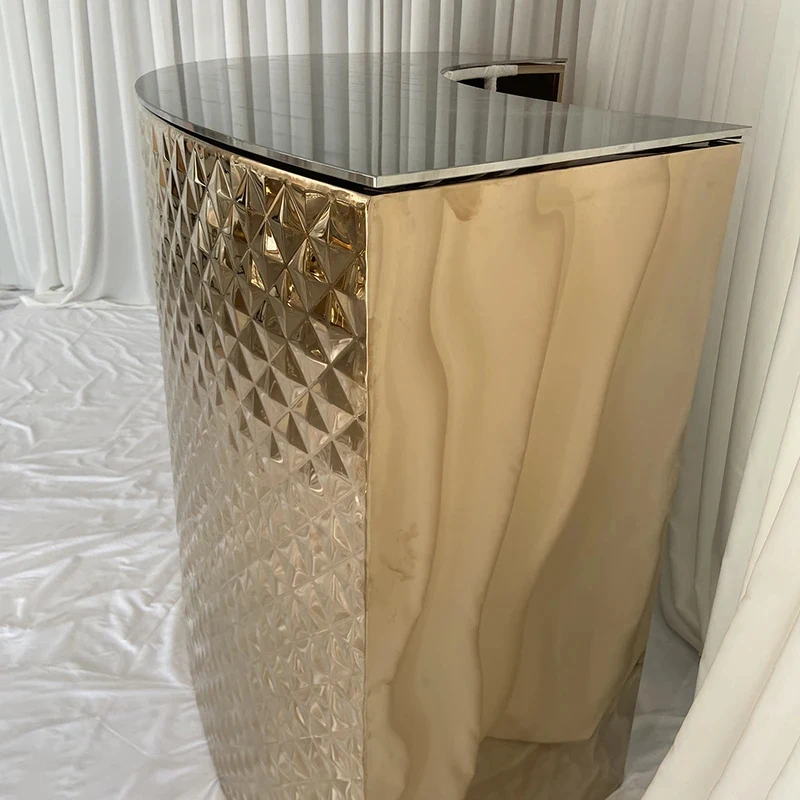 Modern Stainls Steel Round High Platform Wedding Rental Bar Event Counter