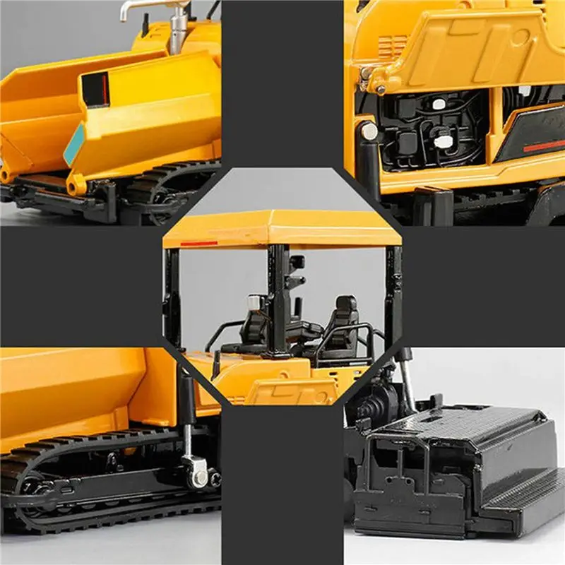 YSUN-2X Alloy Diecast Paver Machine Paving Asphalt Highway Construction Truck 1:40 Engineering Vehicle Models,Yellow