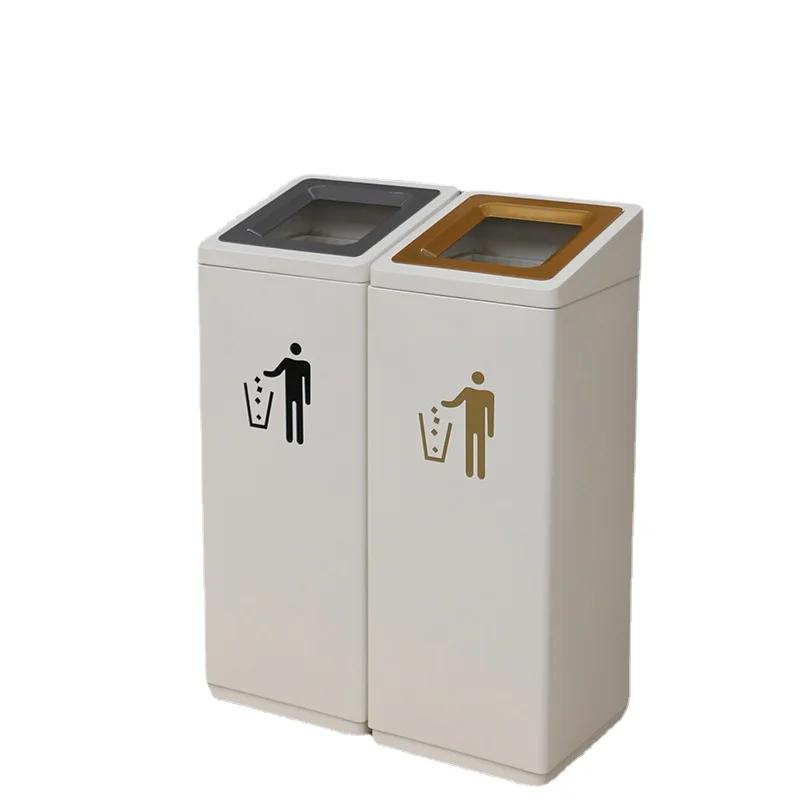 XL Large Capacity Large Square Trash Can Supermarket Stainless Steel Garbage Bin