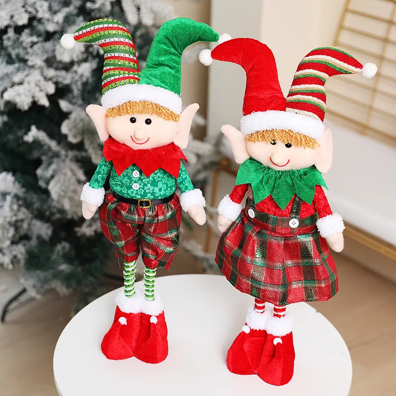 Christmas Decoration Elf Doll Christmas Gift Retractable Elf Doll Under The Christmas Tree Dress-up Props