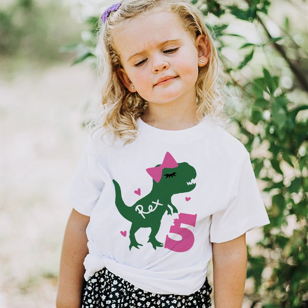 Dinosaur Birthday 1-9 Shirt T-Shirt Wild Tee Girls Party Outfit T Shirt Dinosaur Theme Clothes Kids Gifts Fashion Tops Tshirt