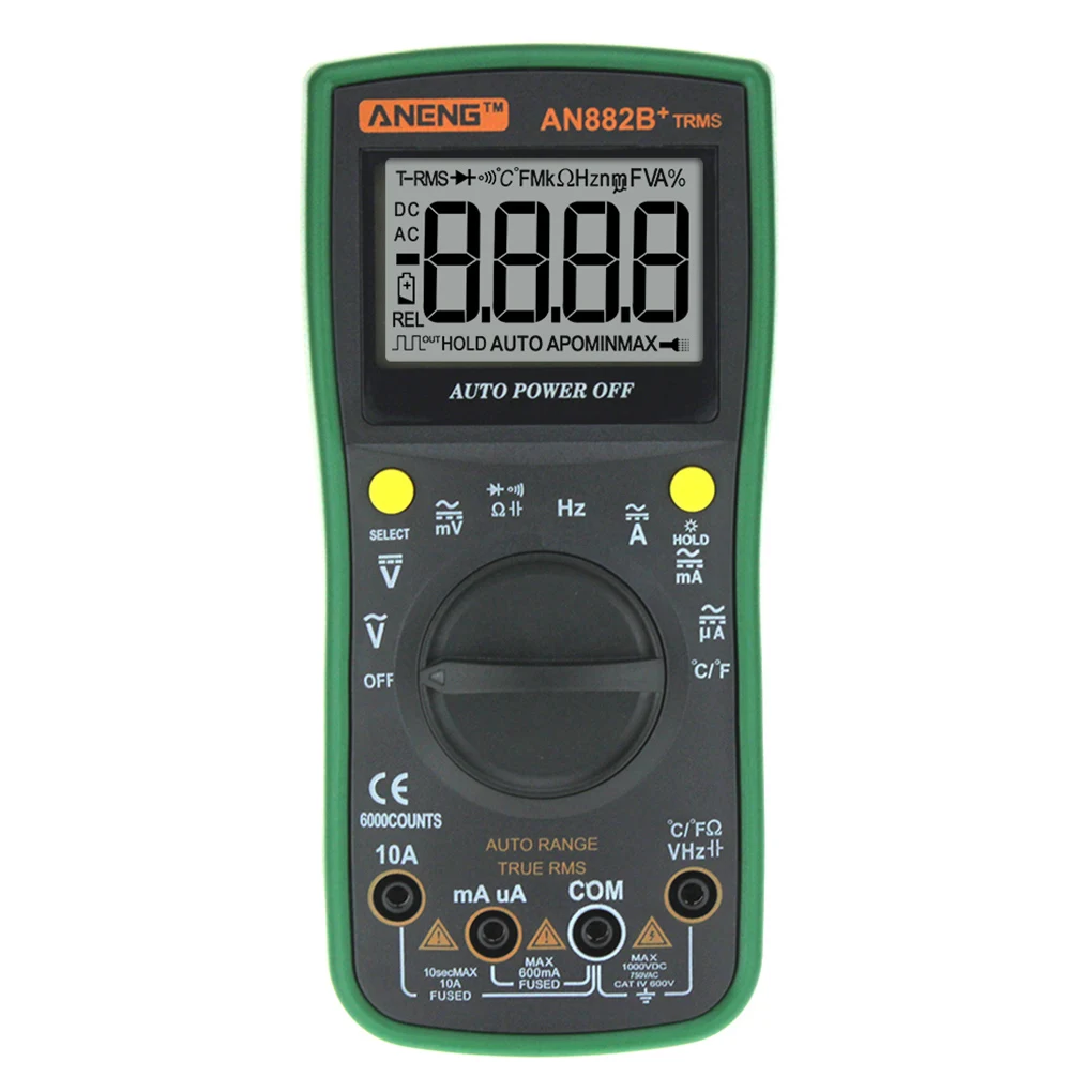 

ANENG AN882B+ Digital Multimeter Auto Range AC/DC Backlight Meter Resistance Voltage Current Measurement