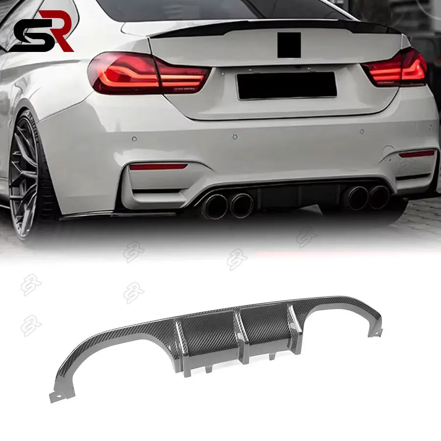 For BMW 3 4 Serises F80 M3 F82 F83 M4 2014- 2020 Carbon Fiber High Quality Rear Diffuser Bumper Lip Scrambler Upgrade Body Kit