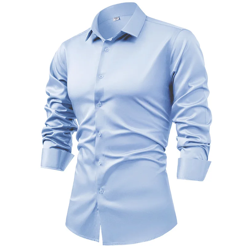 6XL 5XL White Shirt Men's Long Sleeved High-end Casual Business Non Iron Korean Anti Wrinkle Solid Color Man Shirt Long Sleeve