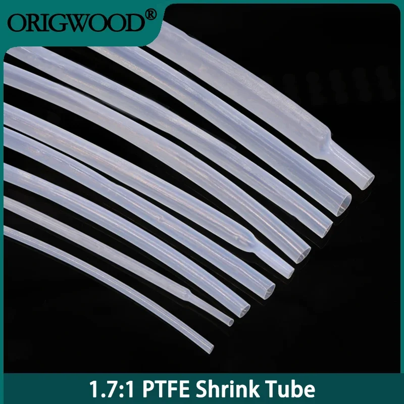 

1/5/10m PTFE Shrink Tube Transparent 0.5mm ~ 15mm 1.7:1 Shrinkage 260℃ 600V High Temperature Pipe Shrink Tubing For Wires