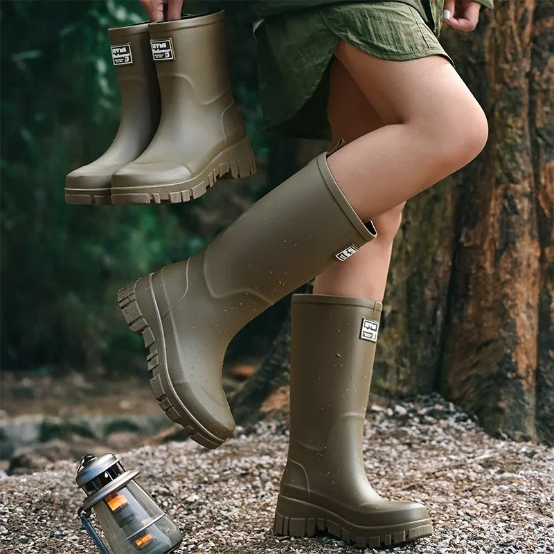Fashionable Rain Boots for Women Thick Soles Versatile Korean Version Non-slip Wear-resistant, Casual Adult Outdoor Rubber Shoes view 4