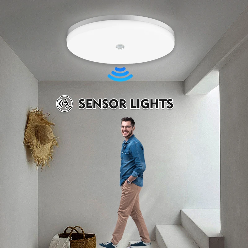 

Sensor Ceiling Lamp LED Sensitive Motion Lights for Hallway 18W 24W 36W Cold White For Room Corridor Stairs Lighting 220V 110V