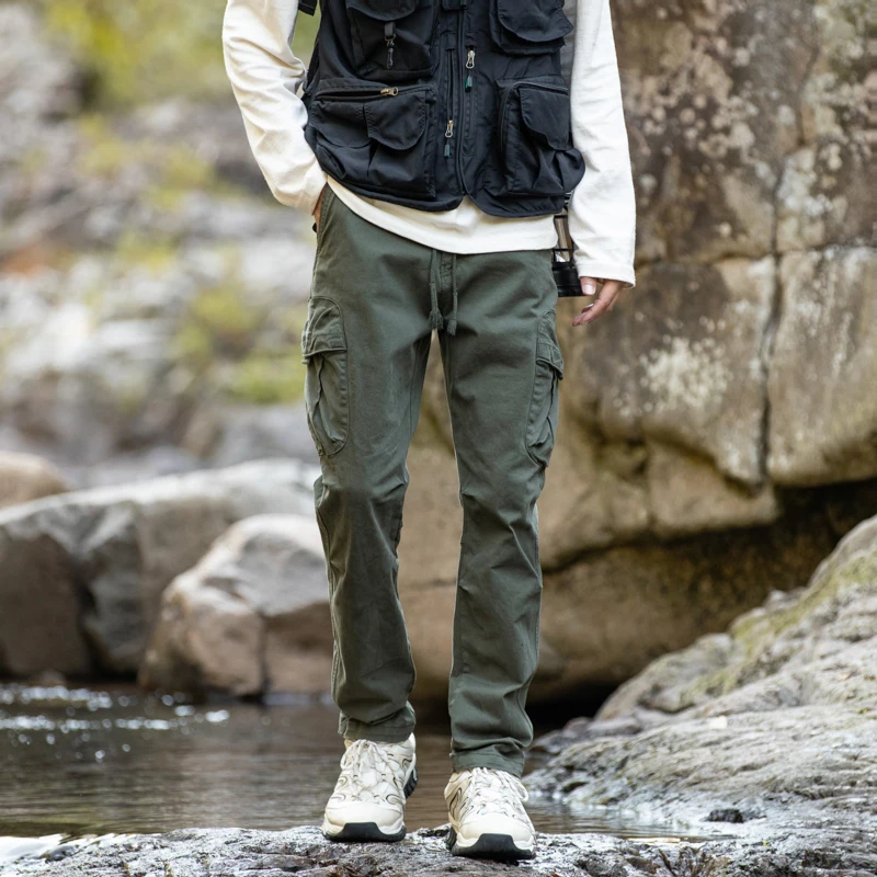 

Осень 202, мужские повседневные свободные уличные рабочие брюки с несколькими карманами, спортивные длинные брюки для отдыха, удобные повседневные брюки
