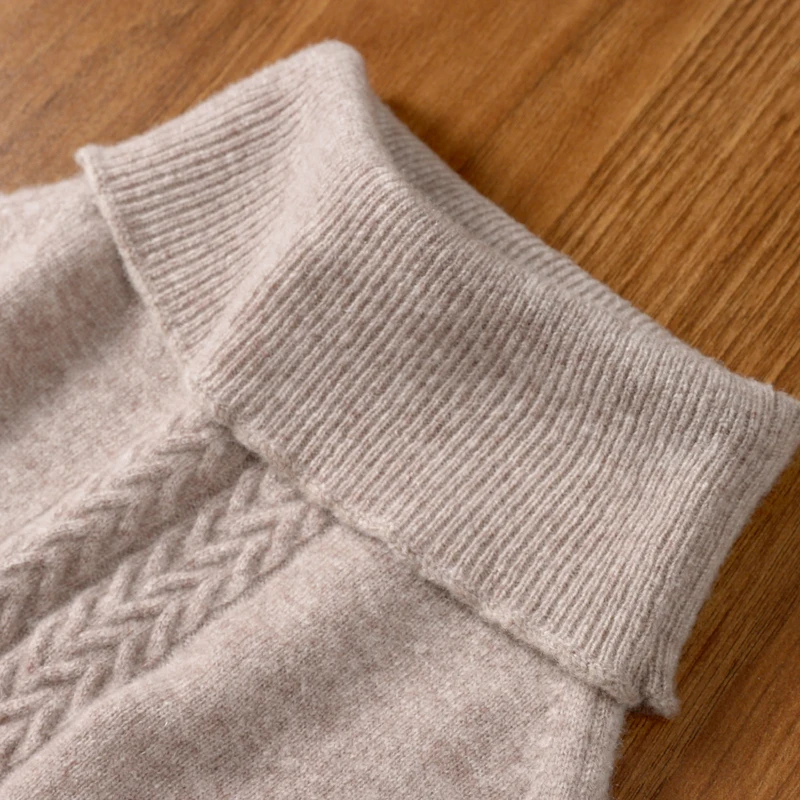 Women 100% Wool Short Poncho Turtleneck Shawl Wraps Thick Ribs Knitted Accessories Cape Soft Wool Scarf Neck Warmer Cappa