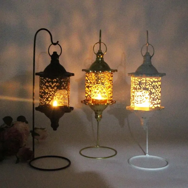 for New Design Hook Baroque Hollow Candlestick Living Room Candle Lantern Decorative Ornament Cross Border New Products