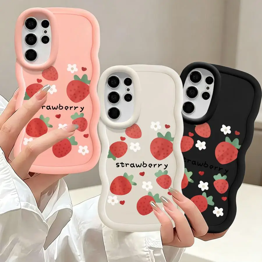 Strawberry Flower Soft Phone Cover Case for Samsung Galaxy S26 S20 FE S21 S23 Plus S24+ S25+ S22 Ultra S25 S24