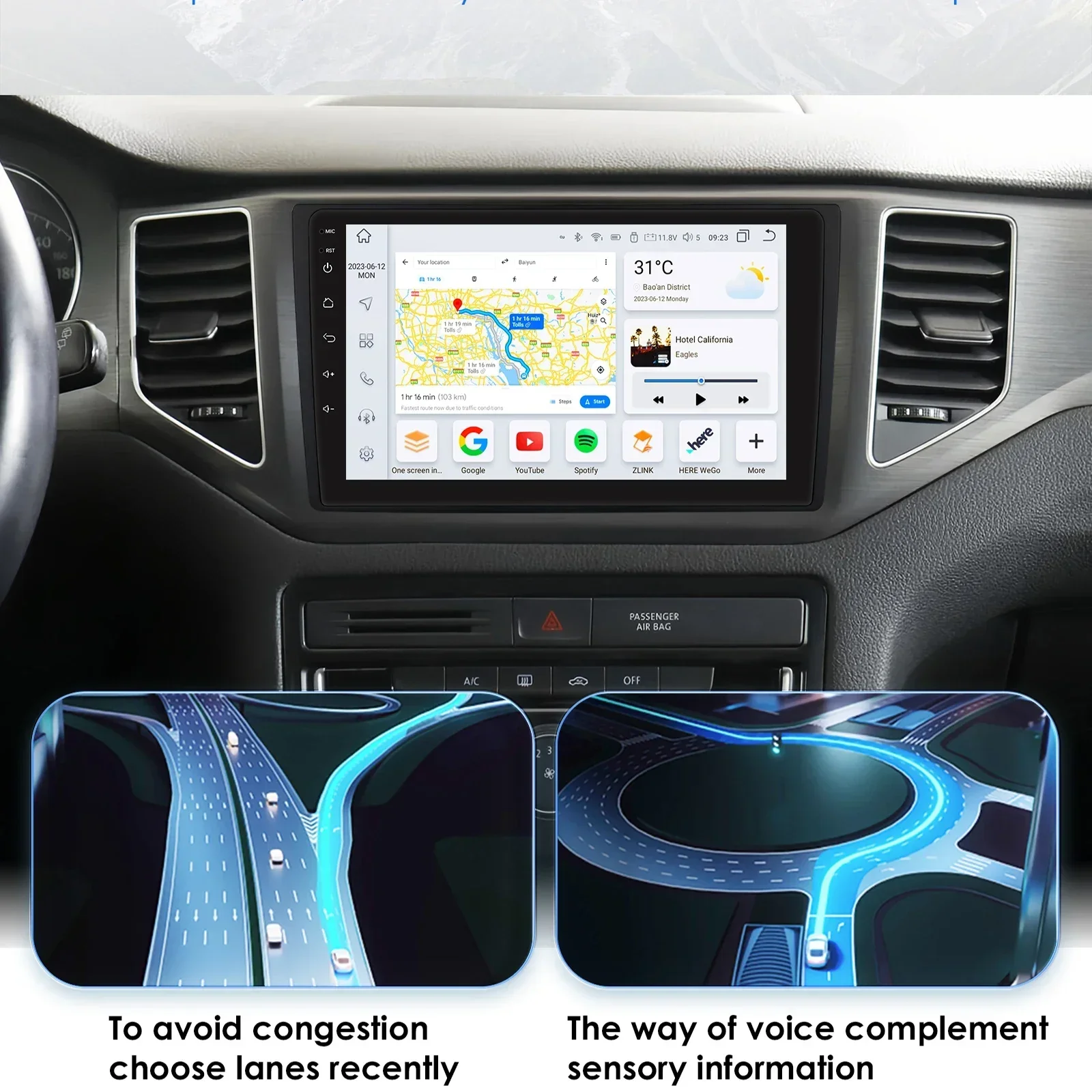 9 ''Tela QLED Carplay 4G 2Din Android13 Autoradio per VW MQB Polo Plus T-Cross Zoals T-Kruis T-Roc Tharu Sagitar Autoradio