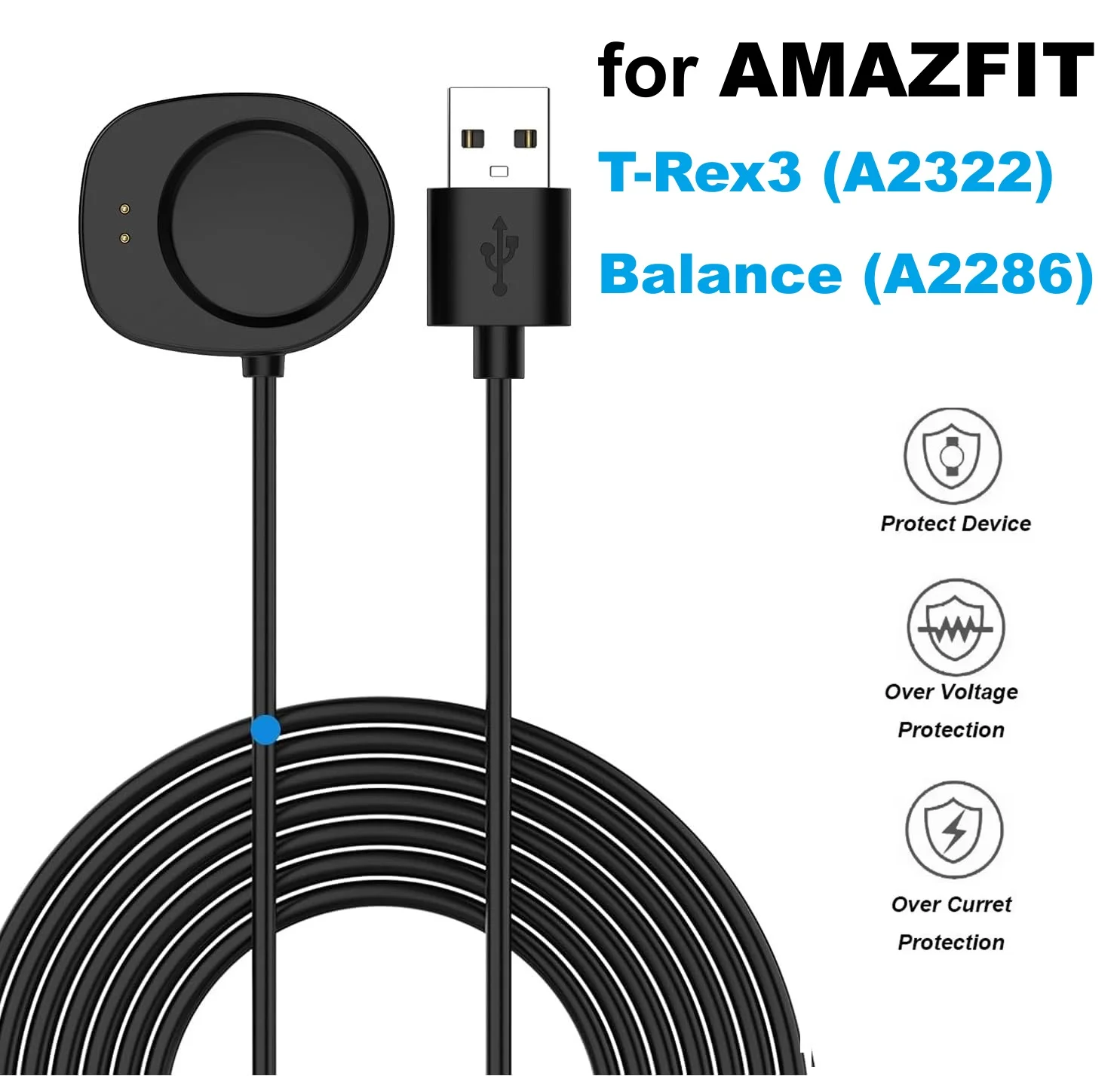 Cabo de Carregamento USB para Smartwatch Amazfit Active 3 Premium/T-Rex3/Balance 2/Active Max/Cheetah2 Pro - 20 Peças