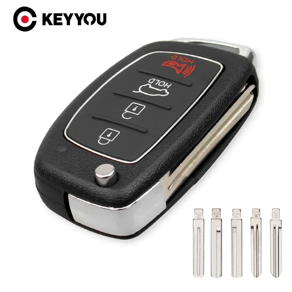 

KEYYOU Flip Remote Key Car Key Shell Case 4 Buttons For Hyundai Elantra Accent Ix35 IX45 I30 Solaris Tucson I20 Santa Fe