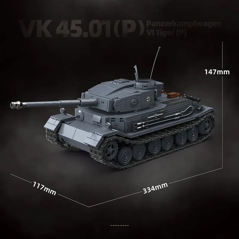 

100308 Конструктор-модель бронетехники немецкой армии Tiger P для мальчиков