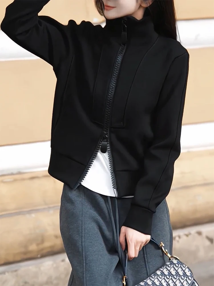 

Korean Sle Casual Zipper Collar Jaet Autumn Winter New plus Size Ele Versatile Slimming Top Women's Camere Sweater