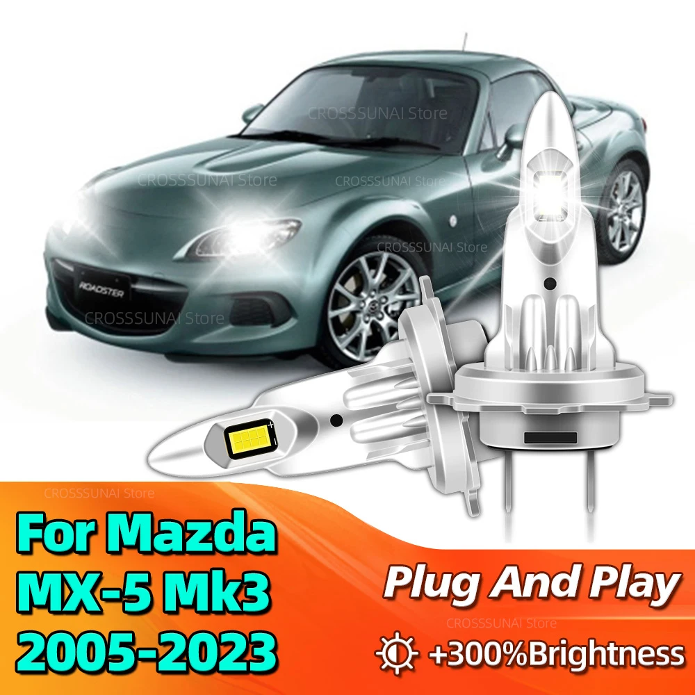 LED Headlight Bulbs Wireless Car  Lamp Plug-N-Play 180W Light For Mazda MX-5 Mk3 2005 2006 2007 2008 2009 2010 2011 2012-2023