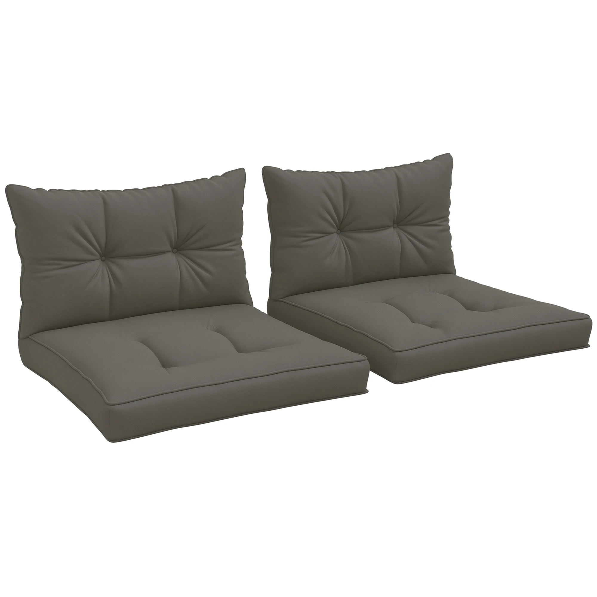 Outsunny Lot de 4 coussins pour le jardin avec 2 coussins d'assise et 2 coussins de dossier, style capitonné, polyester, gris anthracite