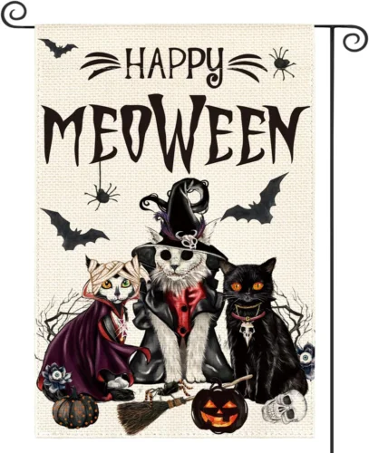 Halloween Spooky Cat Garden Flag 12X18 Inch Double Sided Outdoor Day of the Dead KKL AAL HHM WZZ yyi