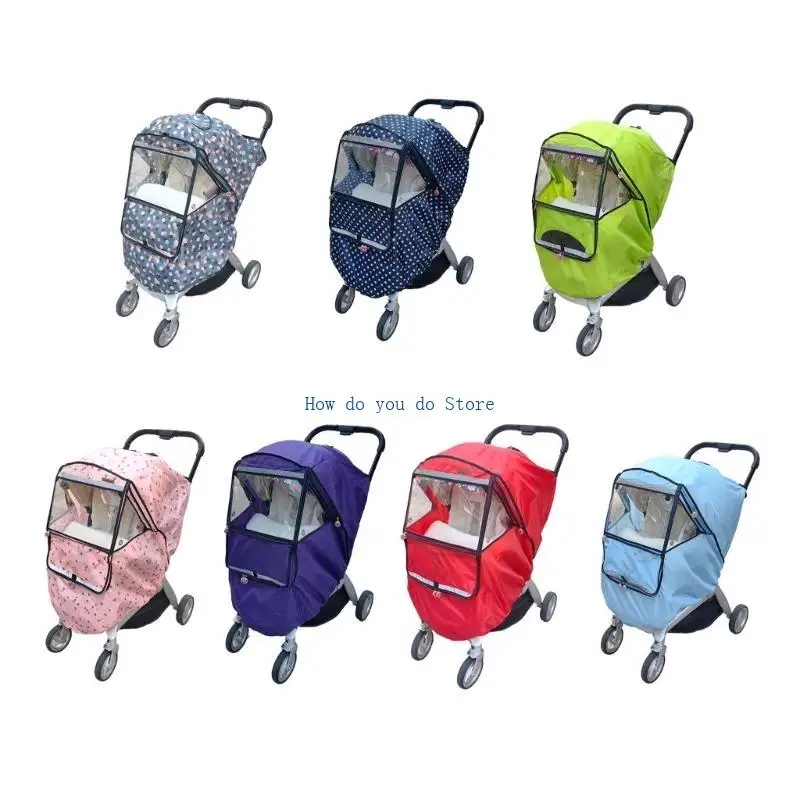 

19QF Baby Strollers Rain Cover Universal Pram Windproof Cover Weather Shield Pushchair Cover Strollers Accessories