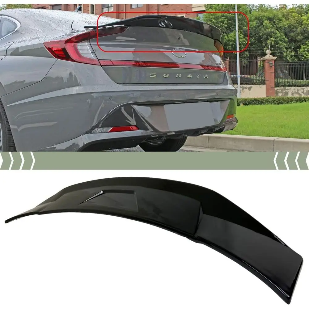 

FITS 2020-HYUNDAI SONATA GLOSS BLACK HIGHKICK STYLE REAR TRUNK SPOILER WING