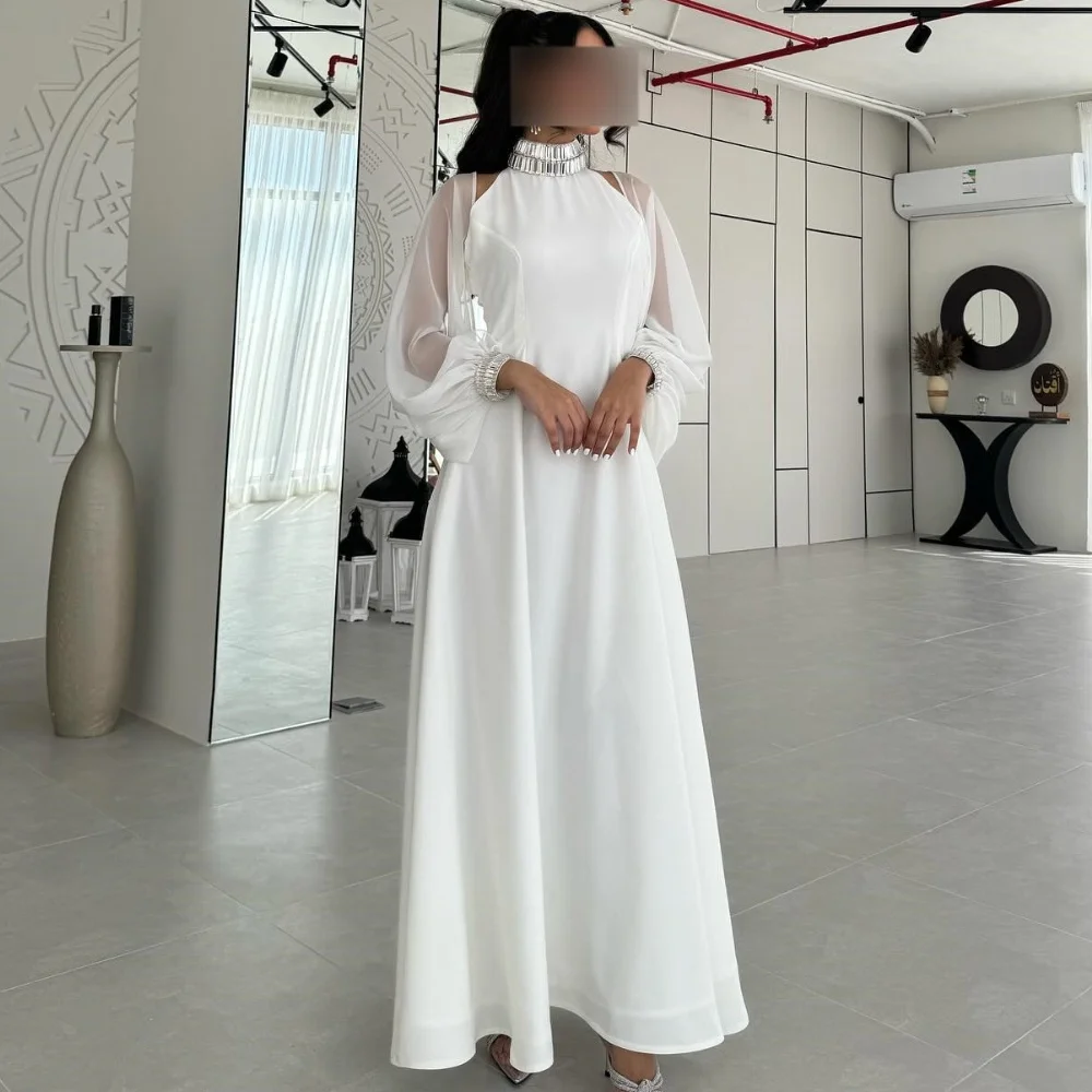 

Jiayigong High Quality Exquisite Chiffon Sequined Formal Evening A-line Collar Bespoke Occasion Anke Length