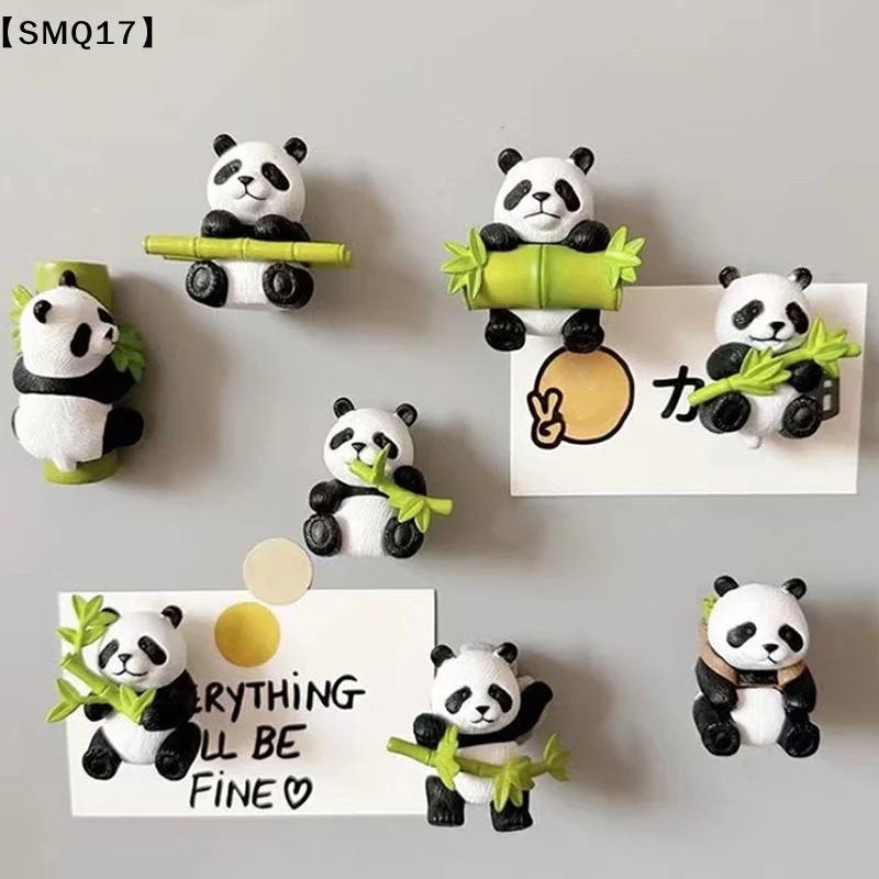 Panda Fridge Magnets Cute Cartoon Refrigerator Sticker Creative Photo Wall Magnetic Buckle Kitchen Accessories Ornaments【SMQ】