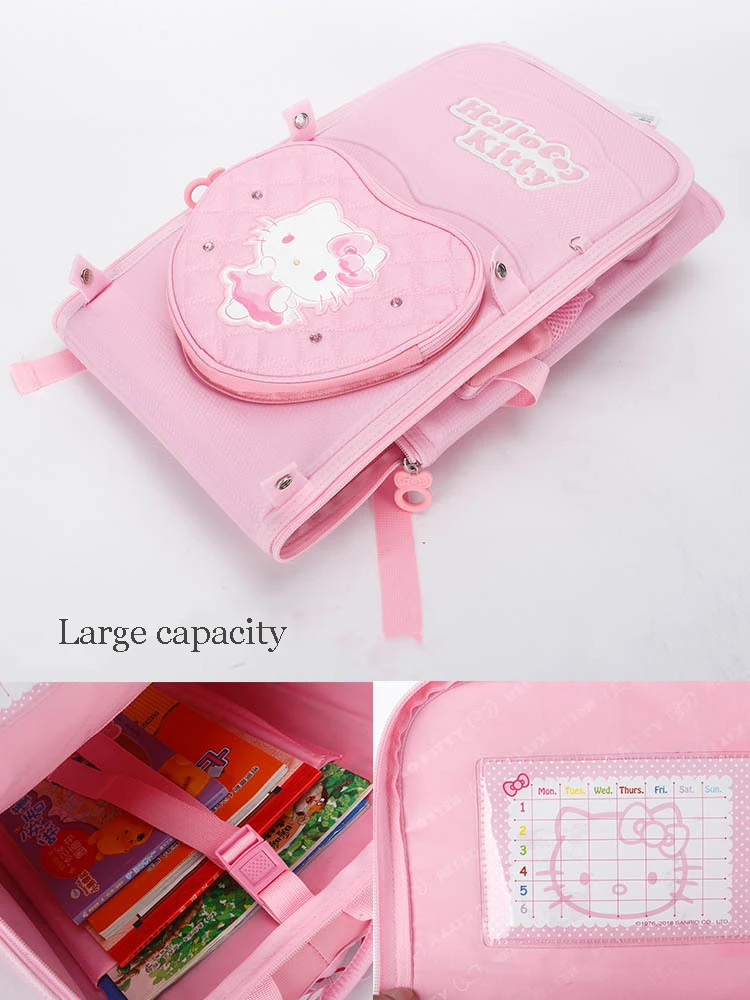 Miniso Hello Kitty Children Cartoon Backpack Primary Student Schoolbag Cute Girls Relieve Burden School Bag Grades 1-3 Kids Gift