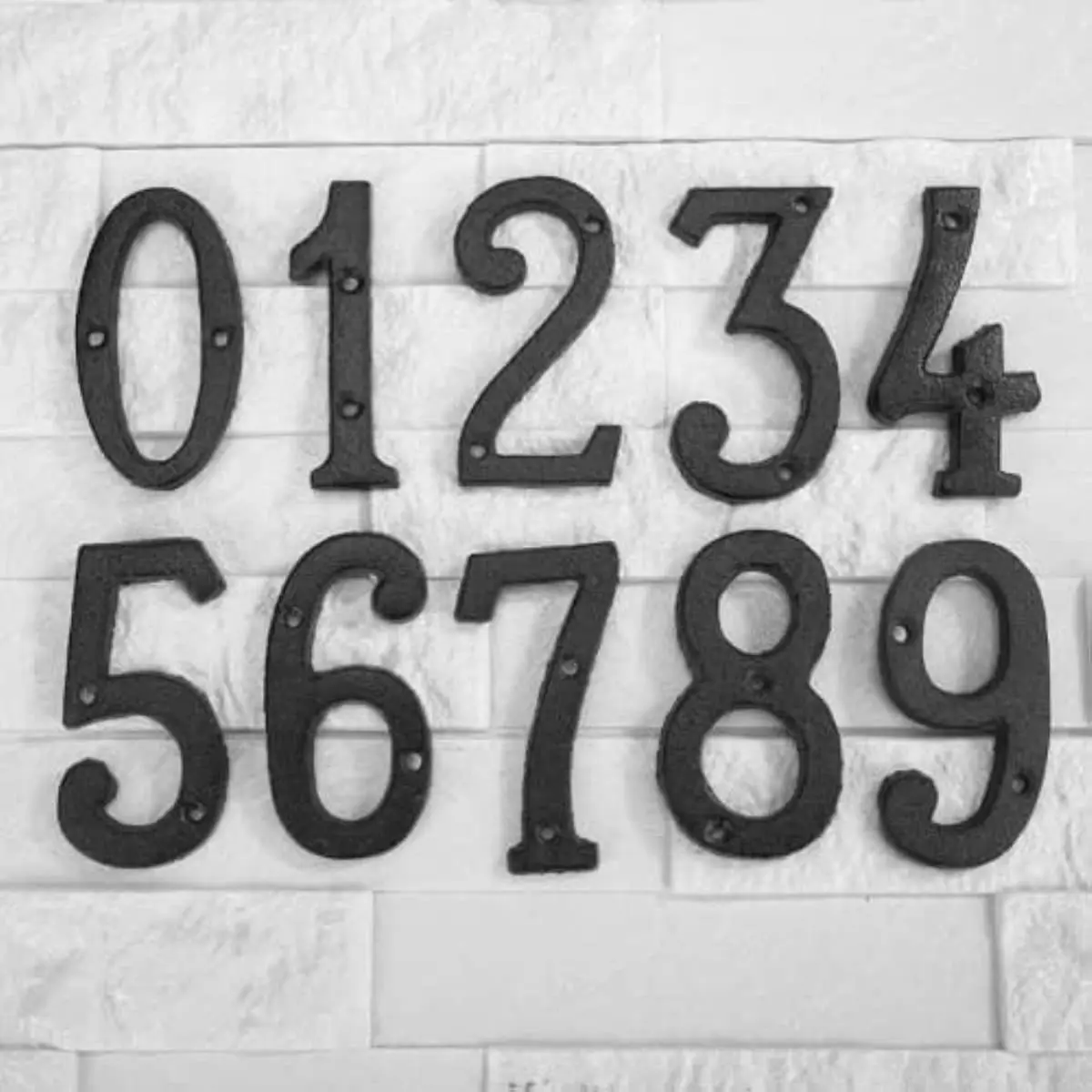 Retro 3D Metal Digital Arabic Numbers Cast Iron House Sign Door Plate DIY Cafe Wall Courtyard Decor Creative Door Numbers Sign