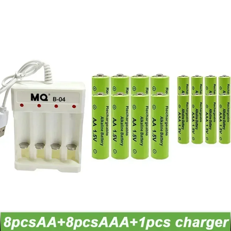 1,5 V oplaadbare batterij, AA3800+AAA3000mAh+NIEUWE AA-oplader, Alkaline-technologie, voor afstandsbediening, speelgoed/computers, enz.