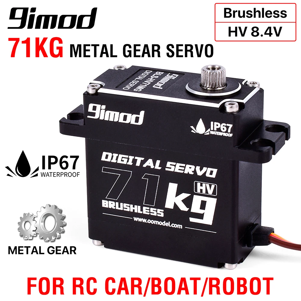 9imod RC Servo 71KG Waterproof Brushless Servo Metal Gear Steering High Speed High Torque Servo HV for 1/8 1/10 RC Car Robot