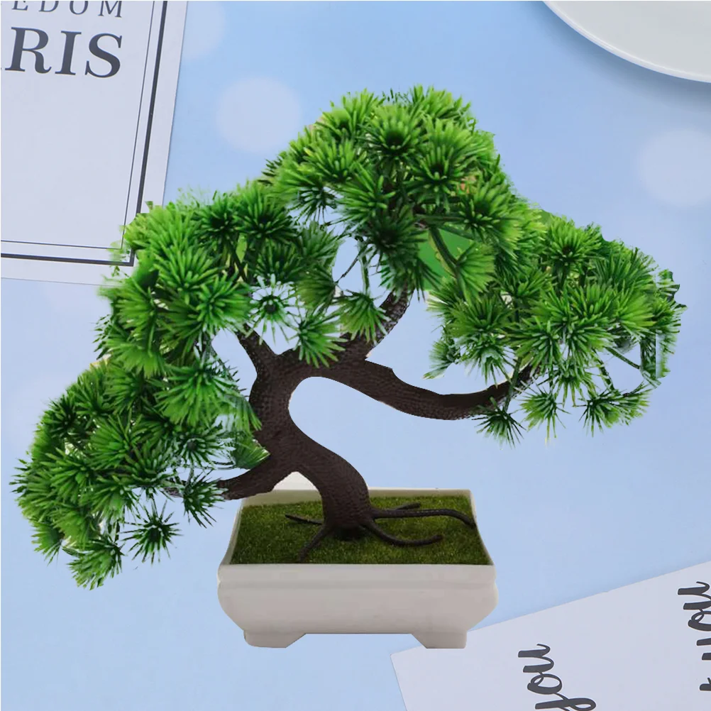 Pine Tree Bonsai Simulation Lifelike Japanese Juniper Model with Pot Bonsai Tree for Entryway Chests Drawers Bookcase Desk Decor