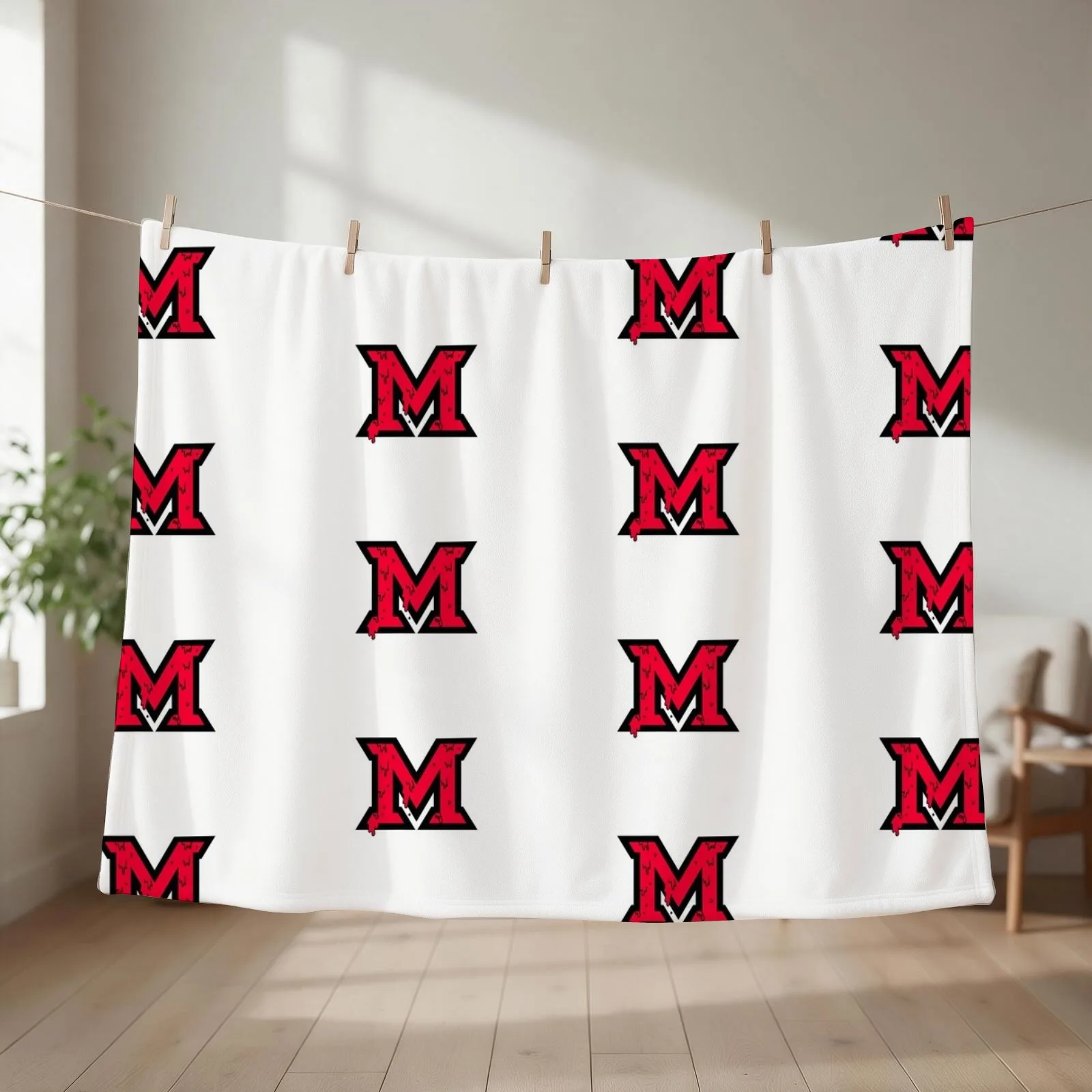 Miami of Ohio Drip Throw Blanket couch cozy soft plush fuzzy picnic outdoor blanket