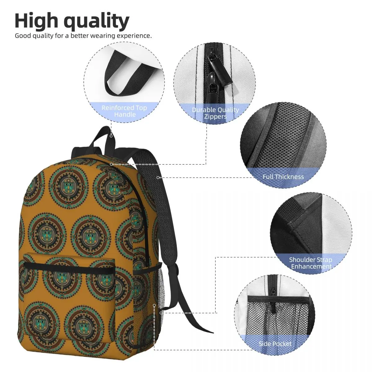 Aztec Calendar Backpack Boys Girls BookBag Children School Bag Computer Shoulder Bags for Men Women