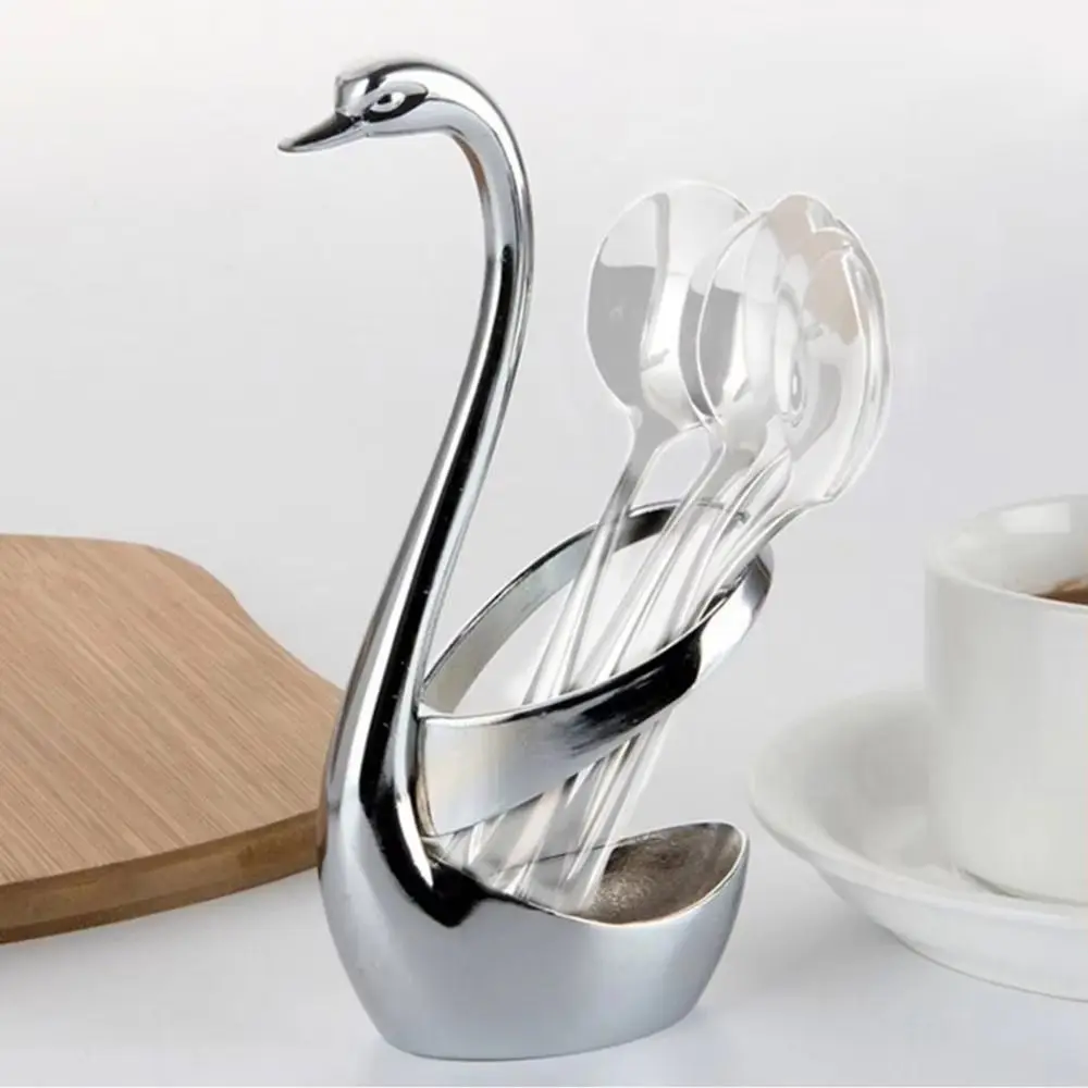 

Creative Zinc Alloy Swan Shape Cutlery Holder Anti-Rust Delicate Swan Tableware Holder Decorative Swan Fork Spoon Holder Hotel